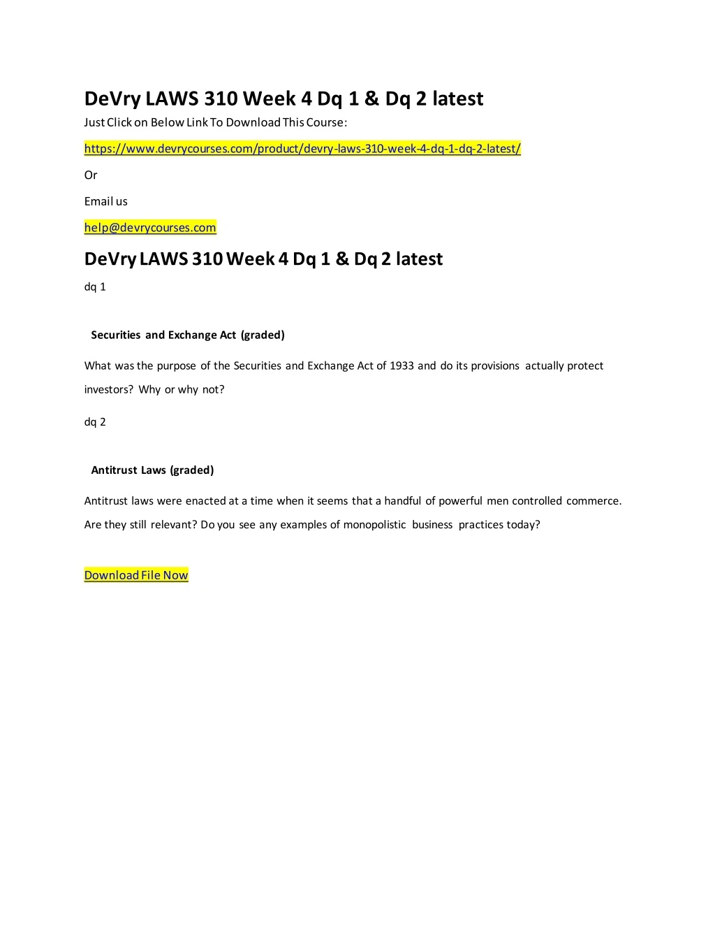 devry laws 310 week 4 dq 1 dq 2 latest just click