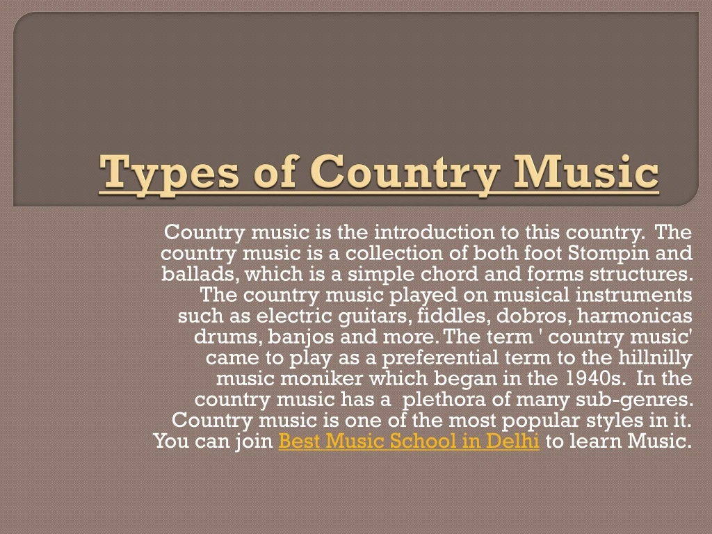 types of country music