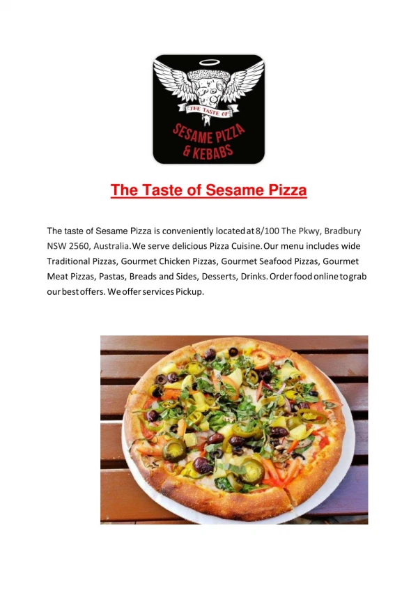 15% Off - The taste of Sesame Pizza-Bradbury - Order Food Online