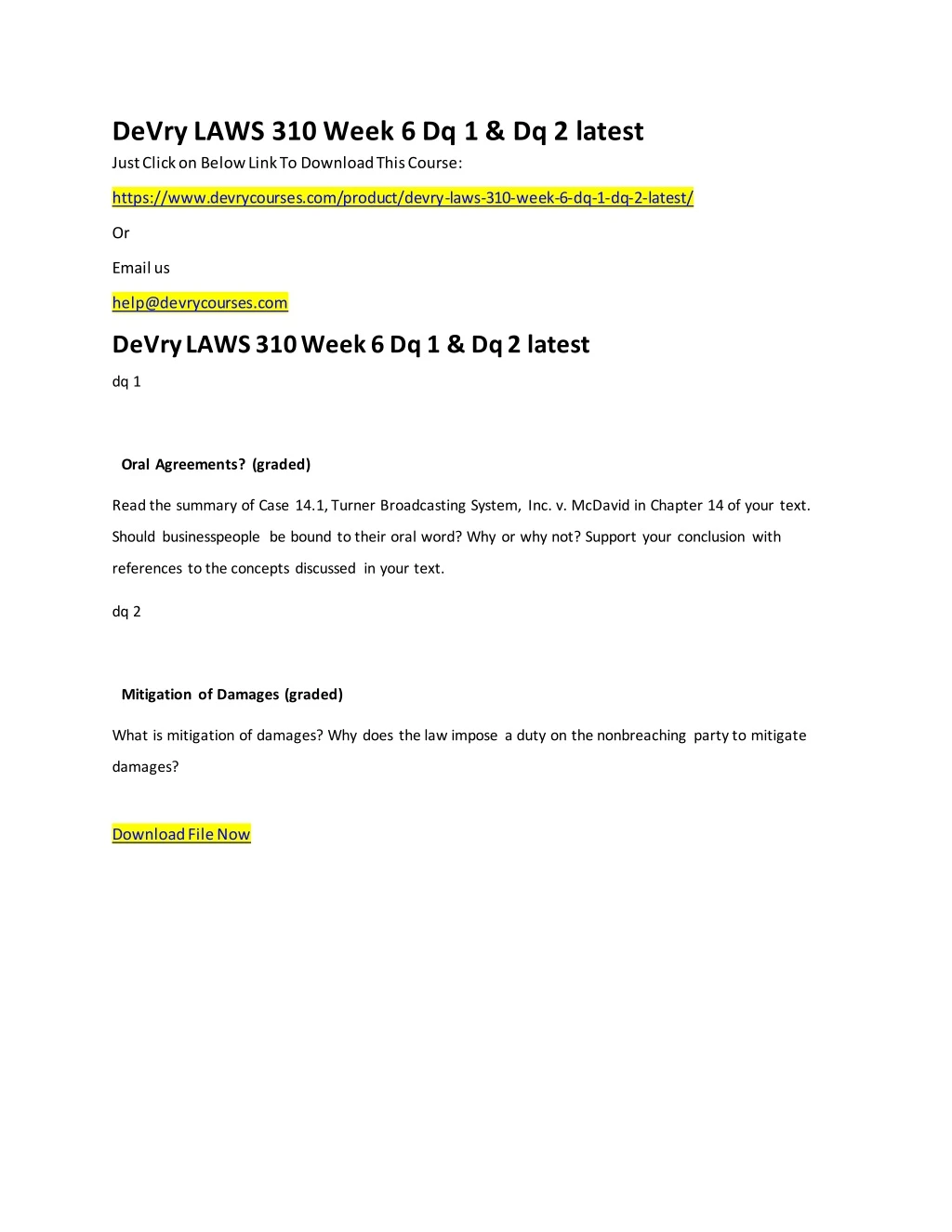 devry laws 310 week 6 dq 1 dq 2 latest just click