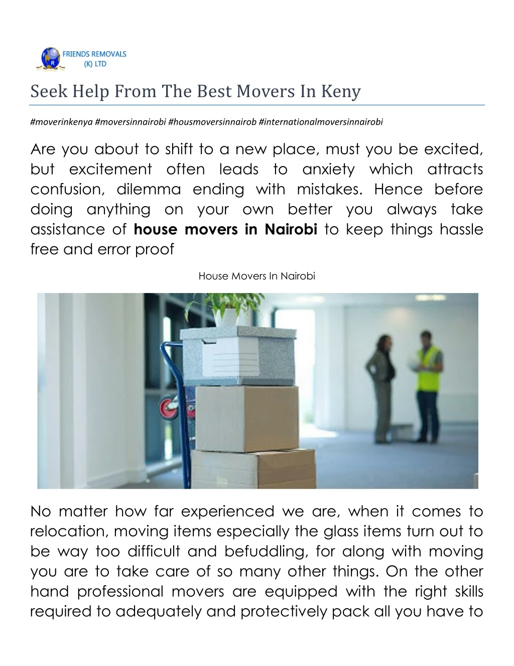 seek help from the best movers in keny