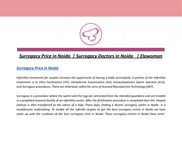 Surrogacy Price in Noida | Surrogacy Doctors in Noida | Elawoman