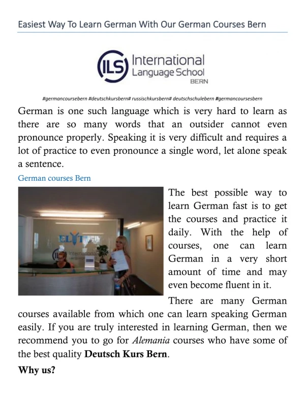Easiest Way To Learn German With Our German Courses Bern