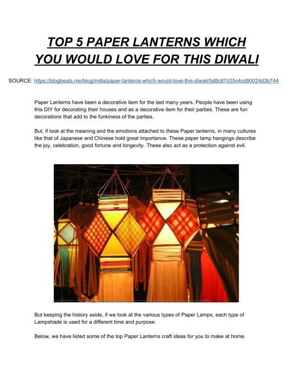 Top 5 Paper Lanterns for Upcoming Diwali!
