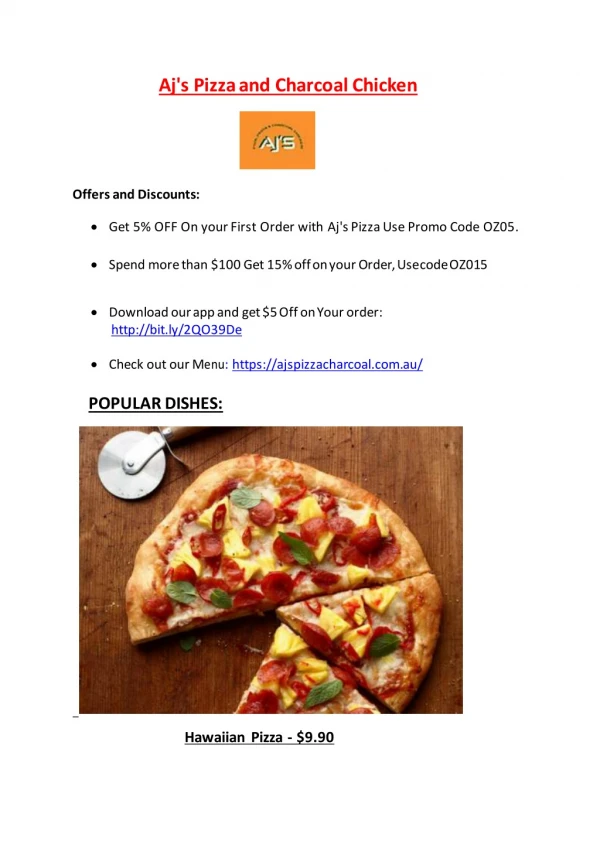 Aj's Pizza and Charcoal Chicken Restaurant - Chirnside Park – 5% off - Switchback Road Pizza