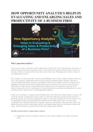Opportunity Analytics helps business in Sales and Productivity - slide 1