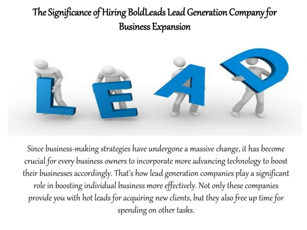 The Significance of Hiring BoldLeads Lead Generation Company for Business Expansion