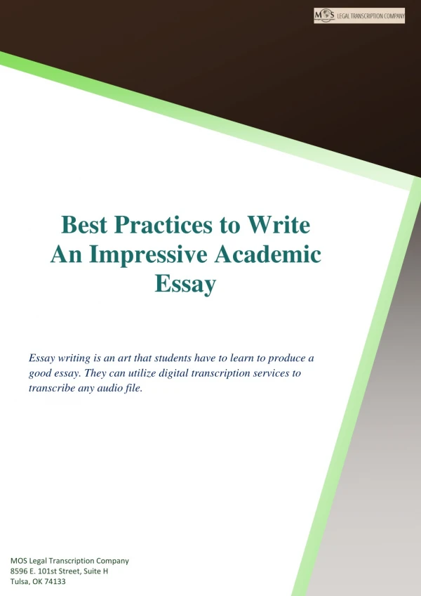 Best Practices to Write an Impressive Academic Essay