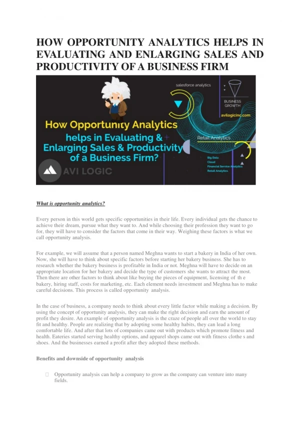 Opportunity Analytics helps business in Sales and Productivity