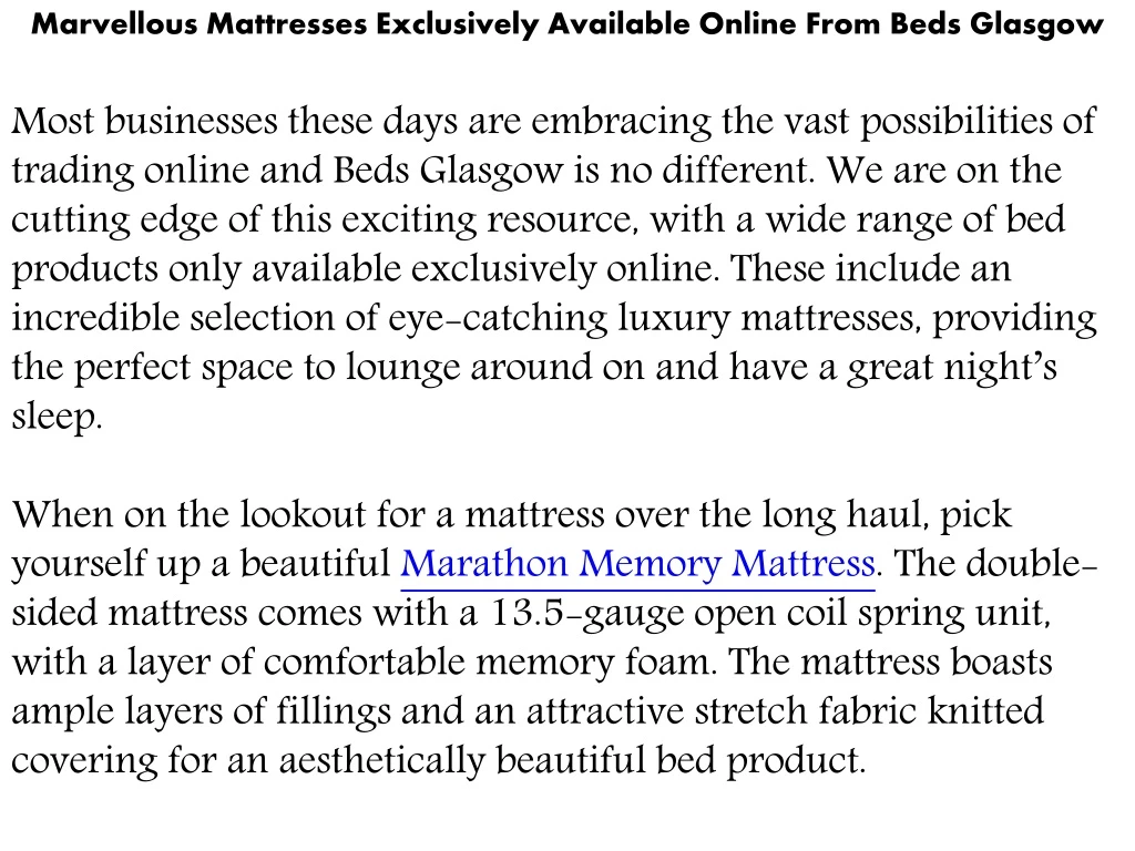 marvellous mattresses exclusively available