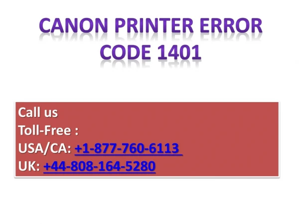 Canon Printer Error Code 1401