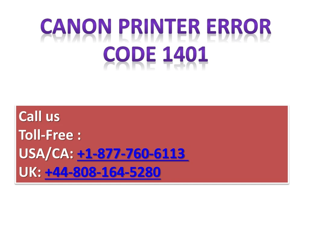 canon printer error code 1401