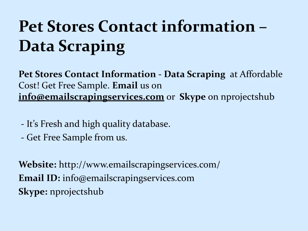 pet stores contact information data scraping