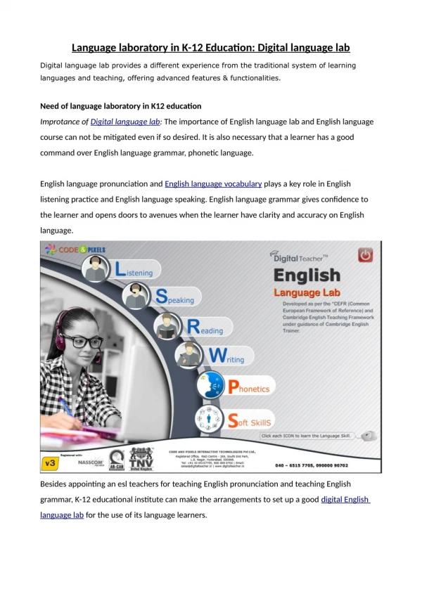 Digital language lab | Digital Teacher English language lab