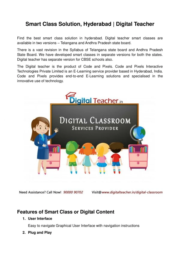 Digital Classroom for CBSE; Andhra Pradesh & Telangana State Board