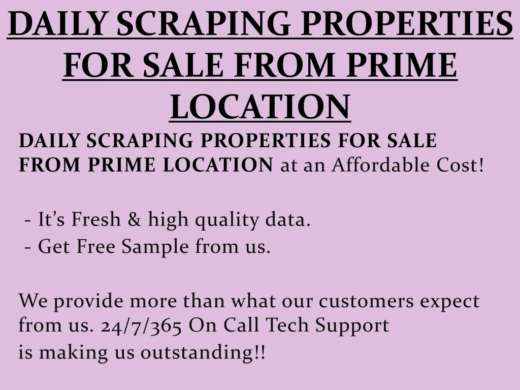 daily scraping properties for sale from prime location
