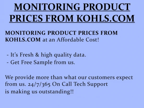 MONITORING PRODUCT PRICES FROM KOHLS.COM