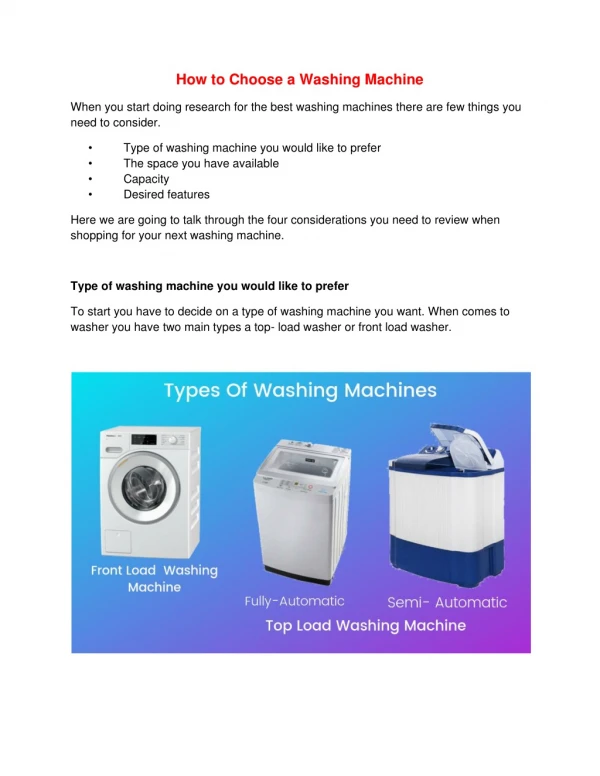 How to Choose a Washing Machine?