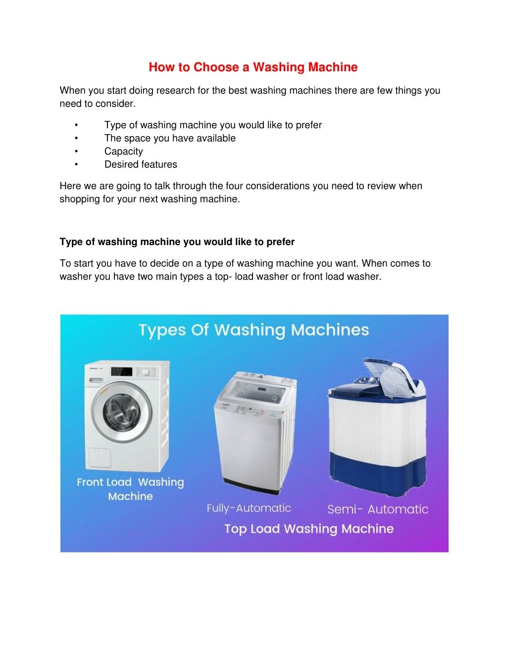 how to choose a washing machine