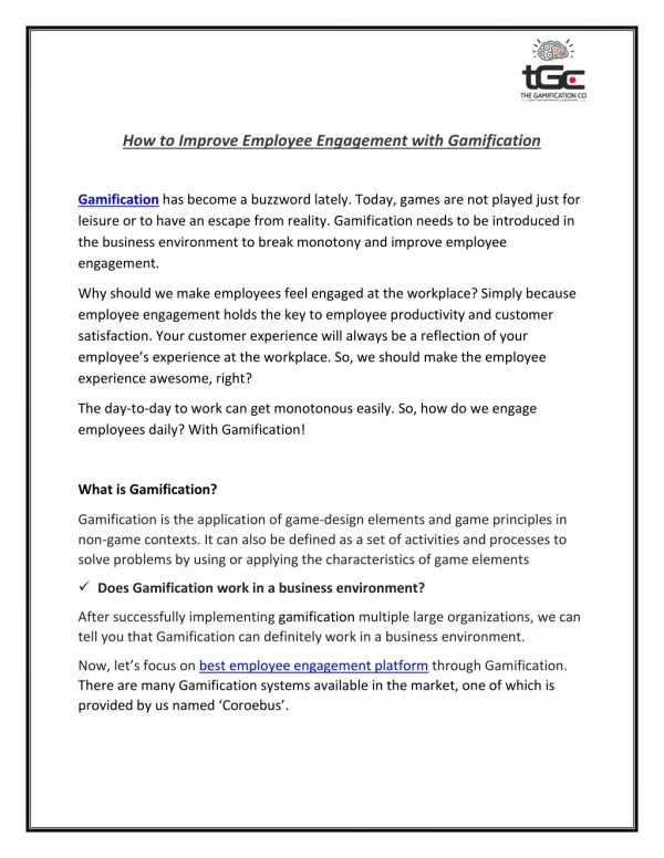 How to Improve Employee Engagement with Gamification