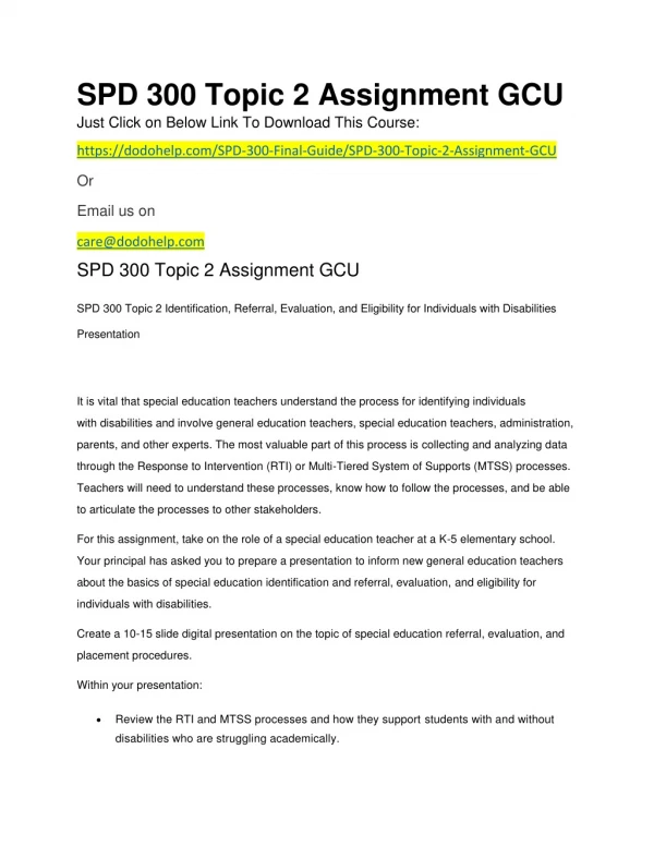 SPD 300 Topic 2 Assignment GCU