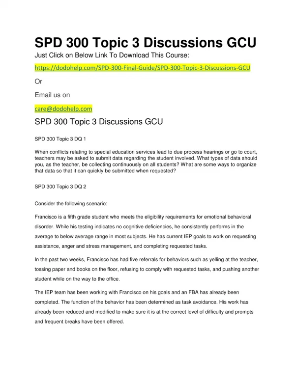 SPD 300 Topic 3 Discussions GCU
