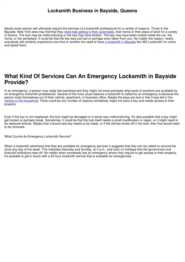 Locksmith Business in Bayside, NY