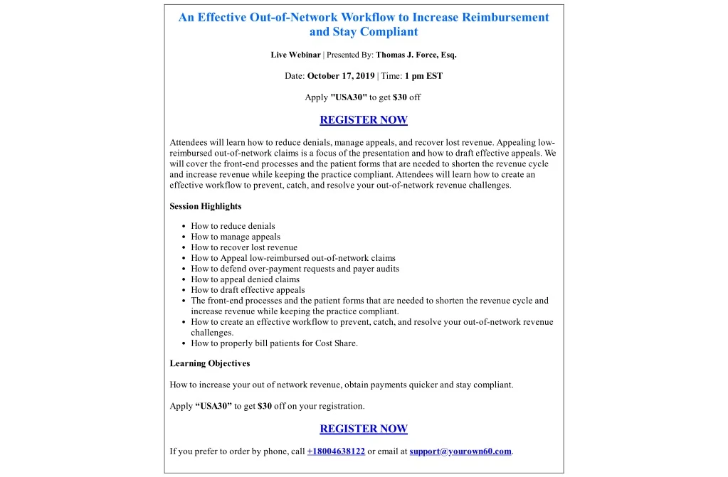 an effective out of network workflow to increase