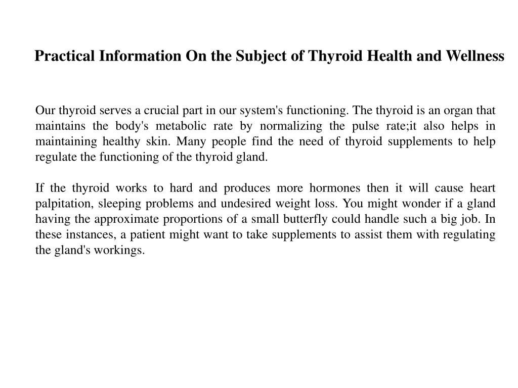 practical information on the subject of thyroid