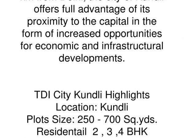 TDI City Kundli!TDI Kundli Sonipat Project (Delhi/NCR, India