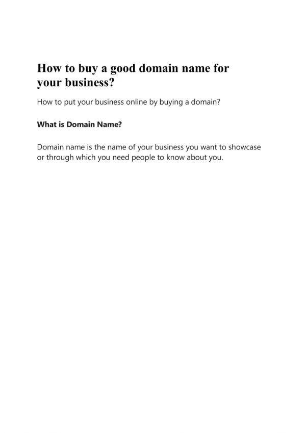 How to buy a good domain name for your business?