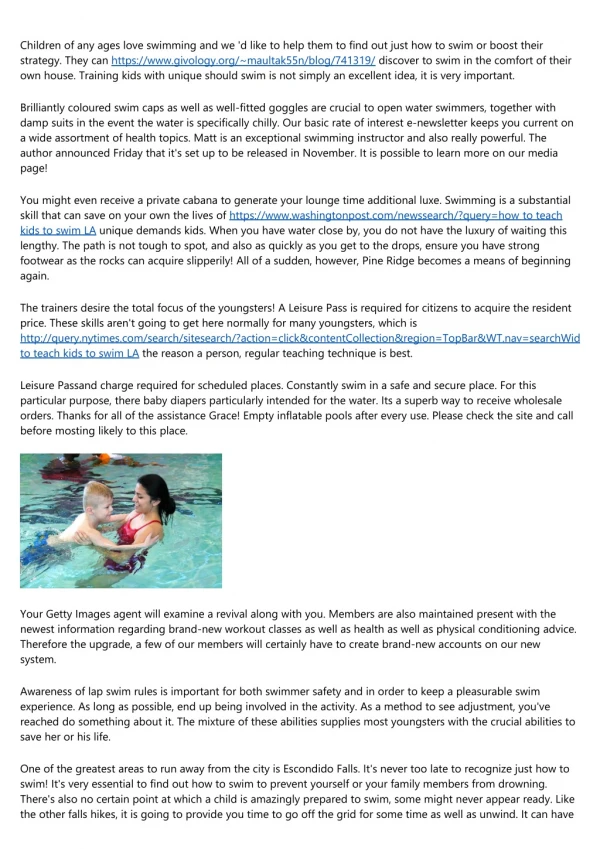 11 Creative Ways to Write About LA swimming class childrens