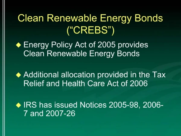 Clean Renewable Energy Bonds CREBS