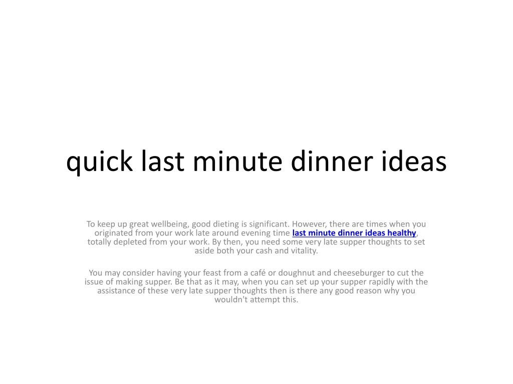 quick last minute dinner ideas