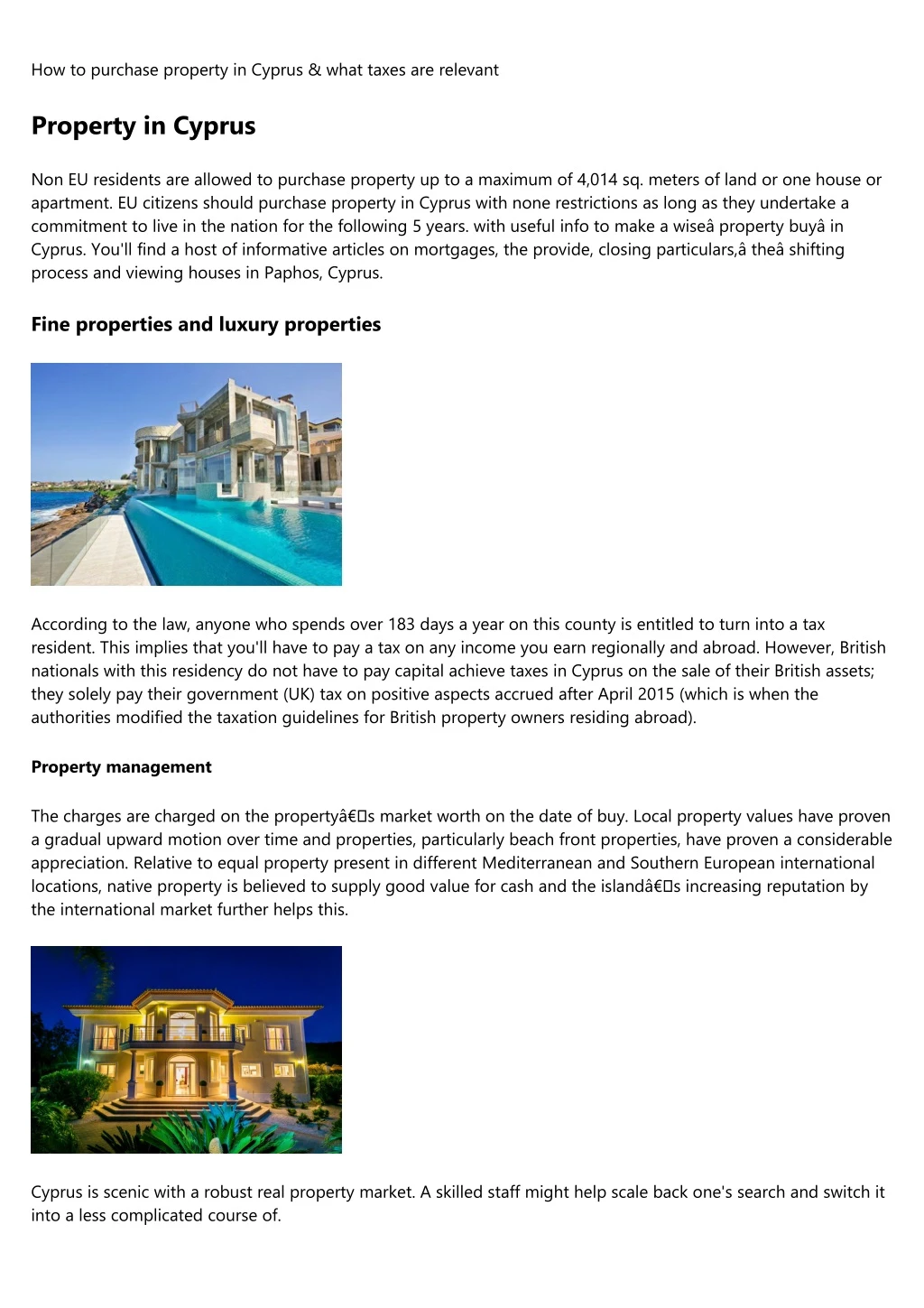 how to purchase property in cyprus what taxes
