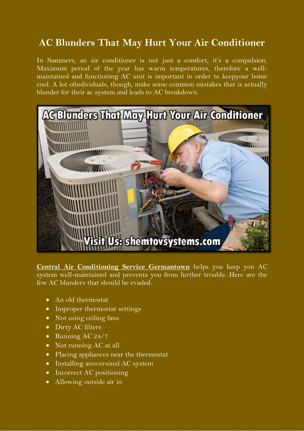ac blunders that may hurt your air conditioner