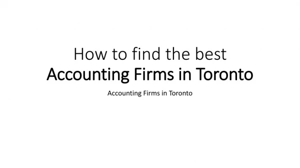 Accounting Firms in Toronto