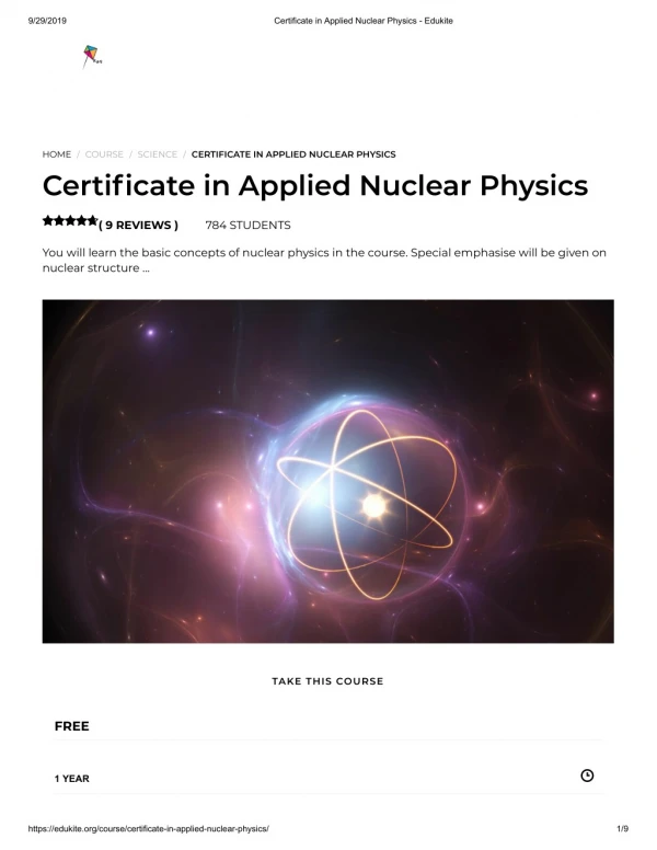 Certificate in Applied Nuclear Physics - Edukite