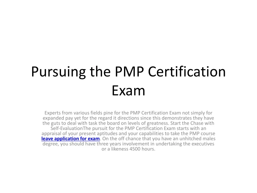 pursuing the pmp certification exam