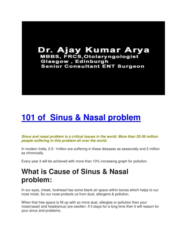 101 of Sinus & Nasal problem