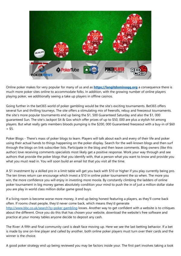 Online Poker, The Top Ten Things To Make Note Of In Mind