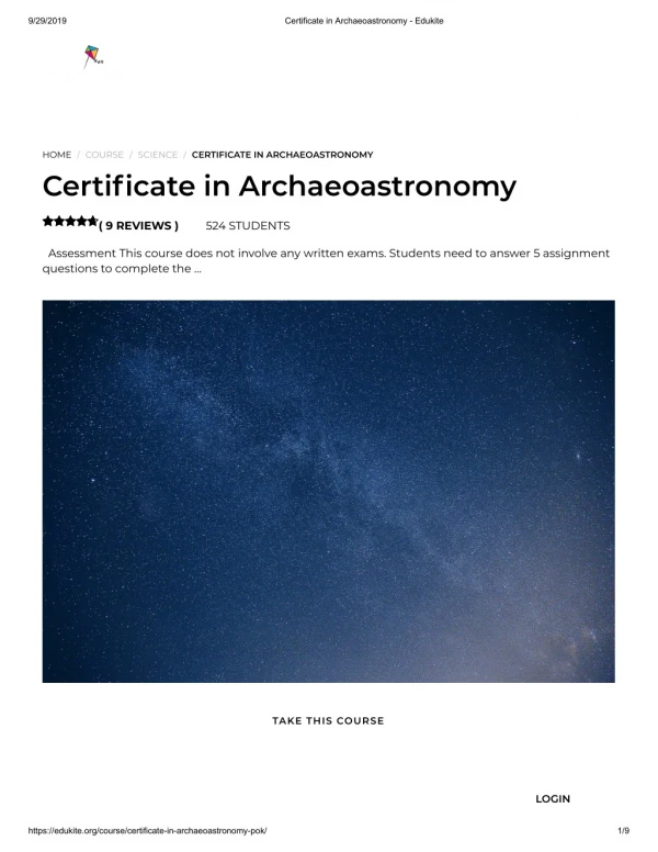 Certificate in Archaeoastronomy - Edukite
