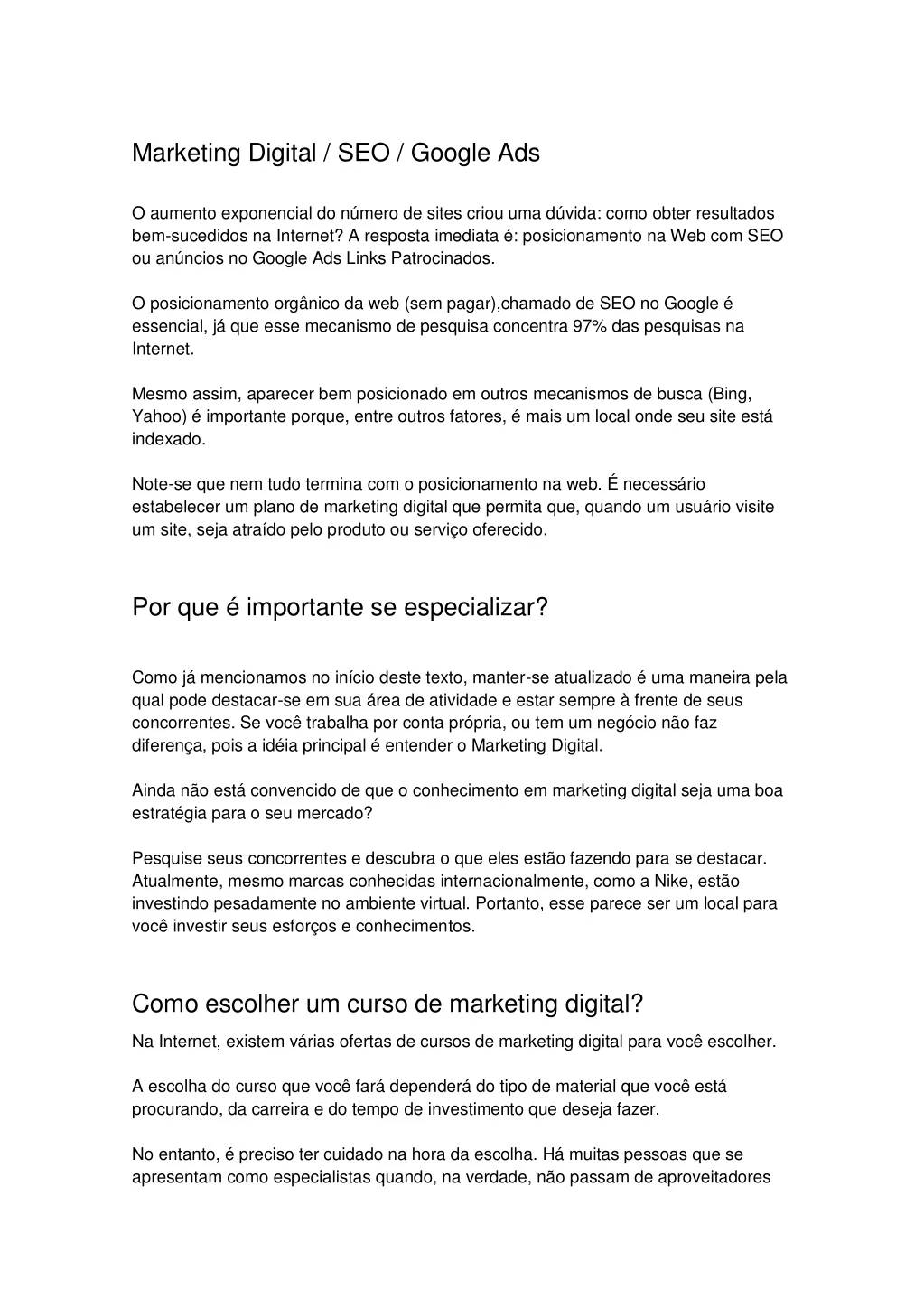 marketing digital seo google ads