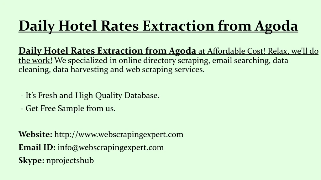 daily hotel rates extraction from agoda