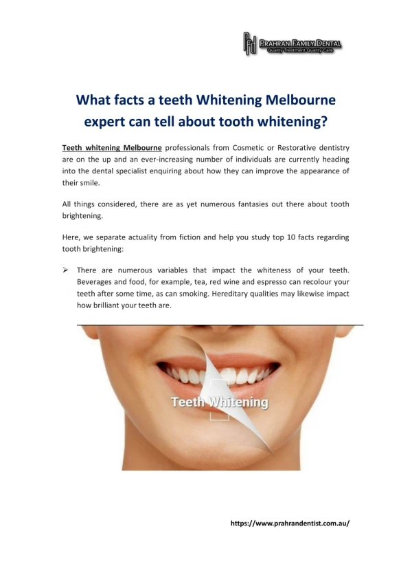 What facts a teeth Whitening Melbourne expert can tell about tooth whitening?