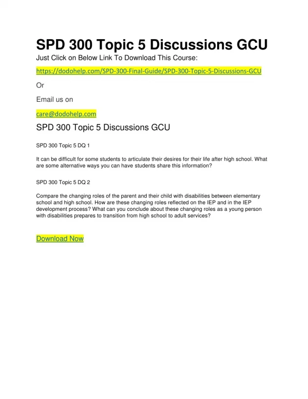 SPD 300 Topic 5 Discussions GCU