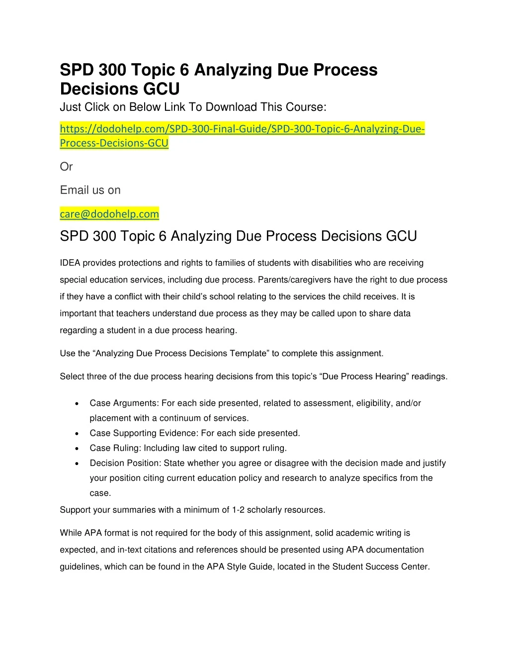 spd 300 topic 6 analyzing due process decisions