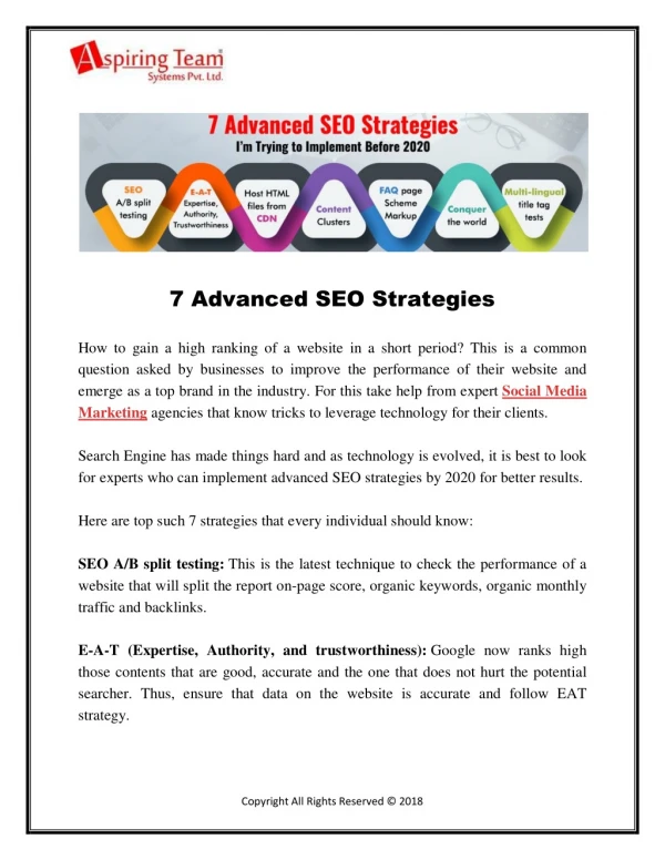 7 Advanced SEO Strategies