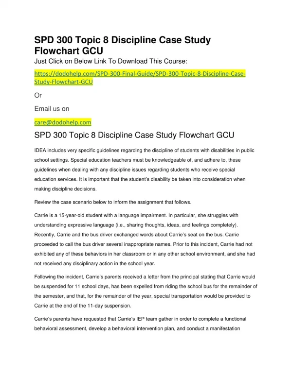 SPD 300 Topic 8 Discipline Case Study Flowchart GCU