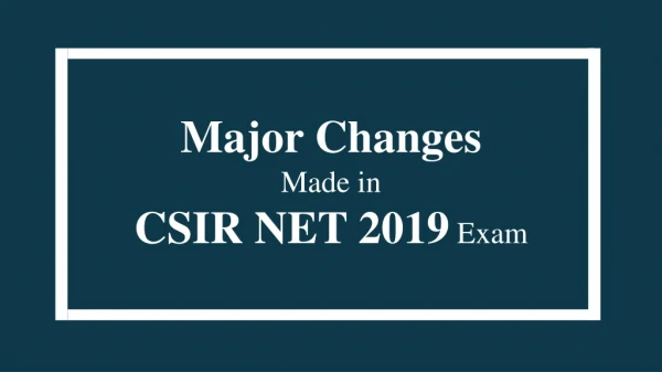 Major changed made in CSIR NET Dec 2019